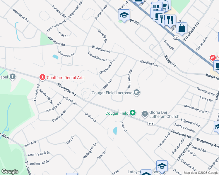 map of restaurants, bars, coffee shops, grocery stores, and more near 70 Noe Avenue in Madison