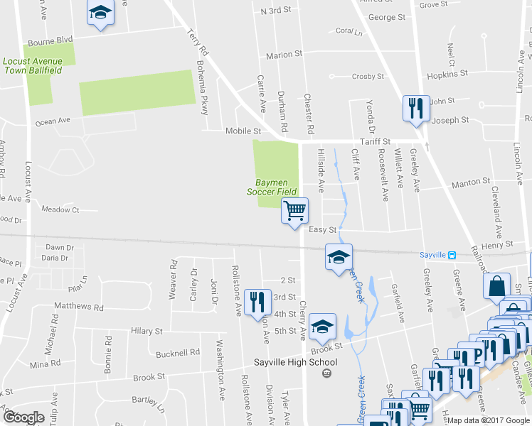 map of restaurants, bars, coffee shops, grocery stores, and more near 500 Cherry Avenue in Oakdale