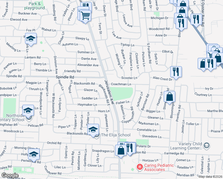 map of restaurants, bars, coffee shops, grocery stores, and more near 304 Jerusalem Avenue in Levittown
