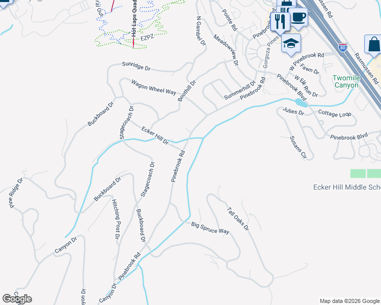 map of restaurants, bars, coffee shops, grocery stores, and more near 7670 Pinebrook Road in Park City
