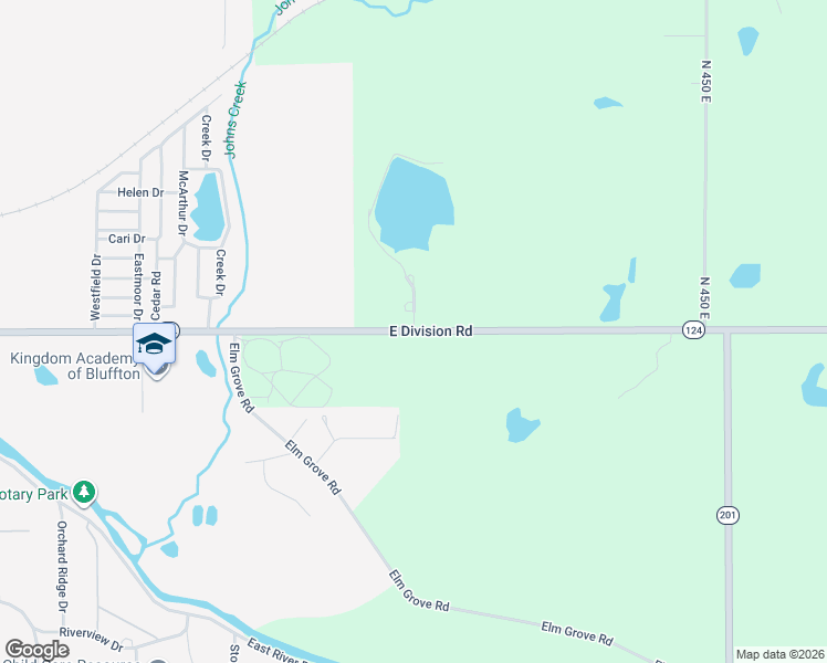 map of restaurants, bars, coffee shops, grocery stores, and more near 4044 East Division Road in Bluffton