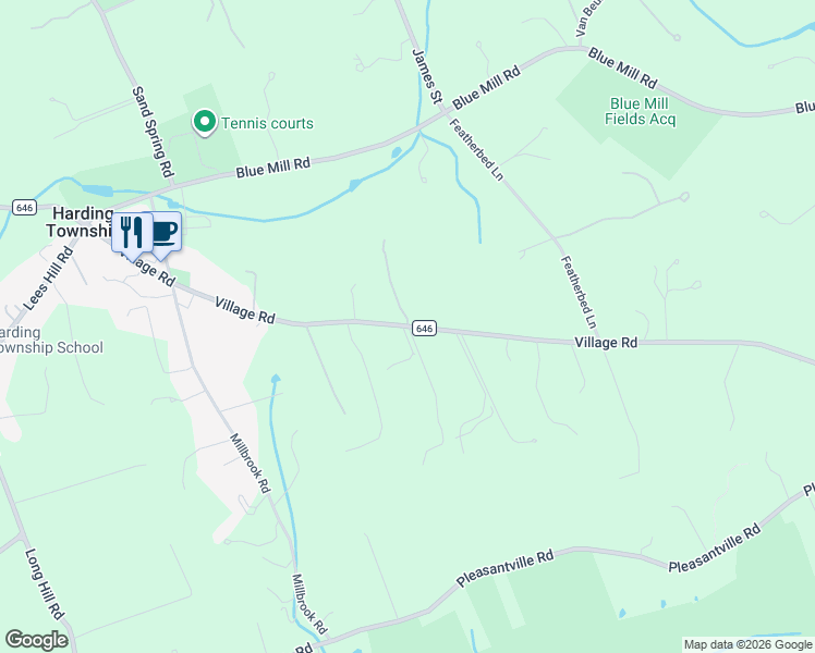 map of restaurants, bars, coffee shops, grocery stores, and more near 75 County Road 646 in New Vernon