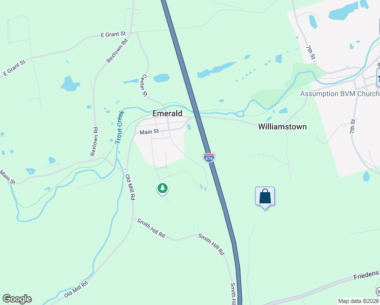 map of restaurants, bars, coffee shops, grocery stores, and more near 7755 Center Street in Slatington