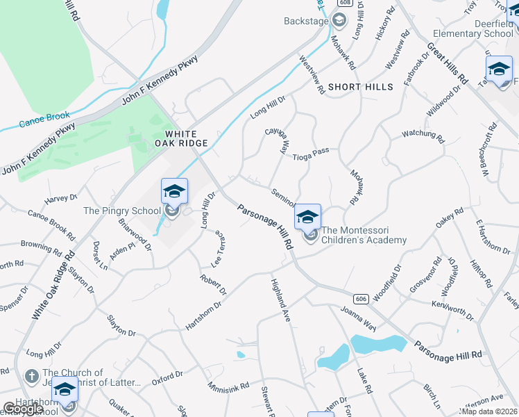 map of restaurants, bars, coffee shops, grocery stores, and more near 201 Parsonage Hill Road in Millburn