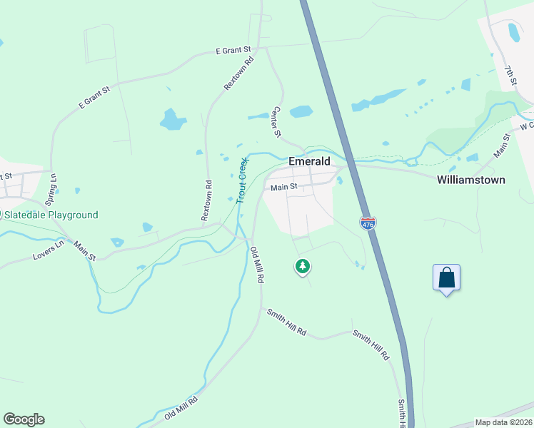 map of restaurants, bars, coffee shops, grocery stores, and more near 3504 Main Street in Slatington