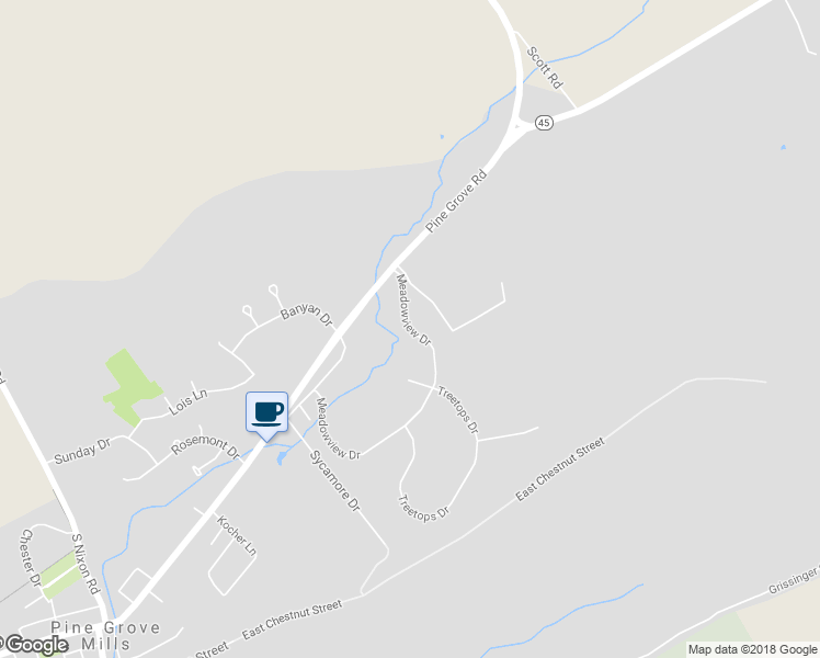 map of restaurants, bars, coffee shops, grocery stores, and more near 170 Meadowview Drive in State College