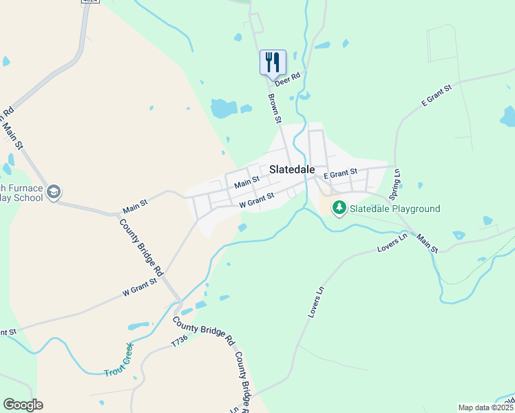 map of restaurants, bars, coffee shops, grocery stores, and more near 4102 West Grant Street in Slatington