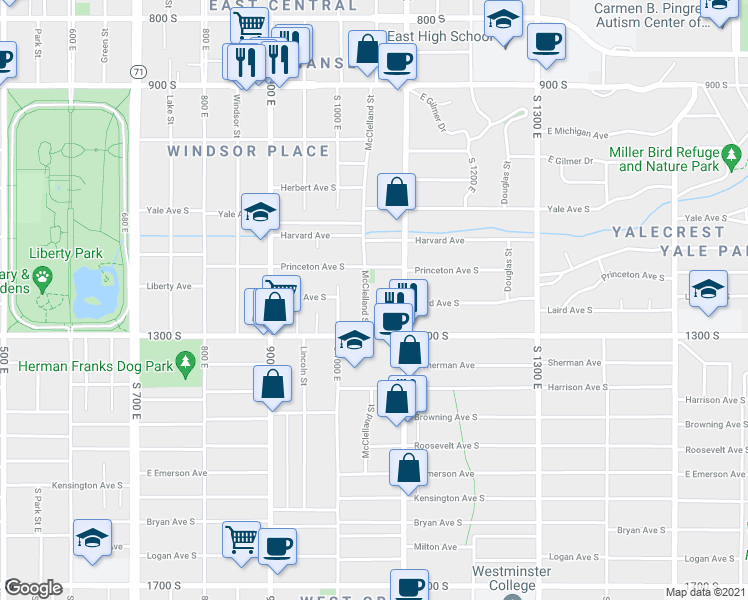 map of restaurants, bars, coffee shops, grocery stores, and more near in Salt Lake City