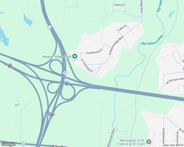 map of restaurants, bars, coffee shops, grocery stores, and more near 4555 North Thornhill Drive in Peoria