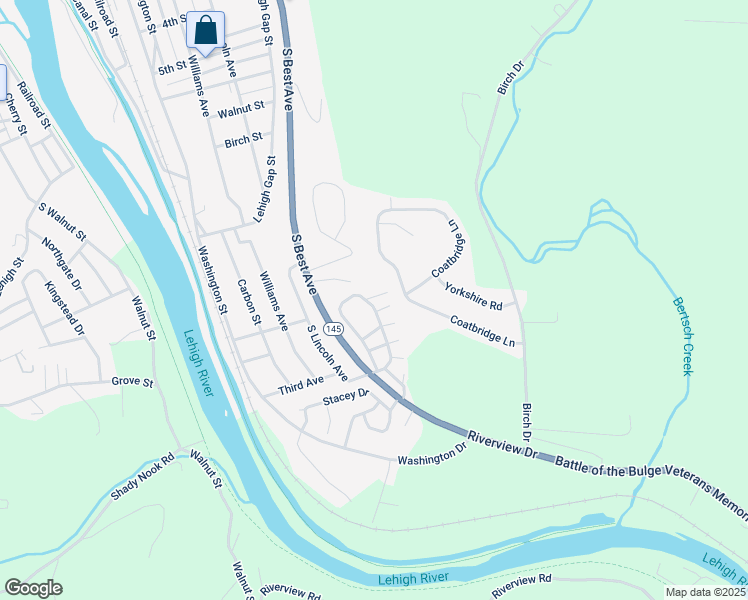 map of restaurants, bars, coffee shops, grocery stores, and more near 42 Linda Drive in Walnutport