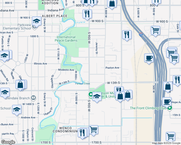 map of restaurants, bars, coffee shops, grocery stores, and more near 1193 South 900 West in Salt Lake City