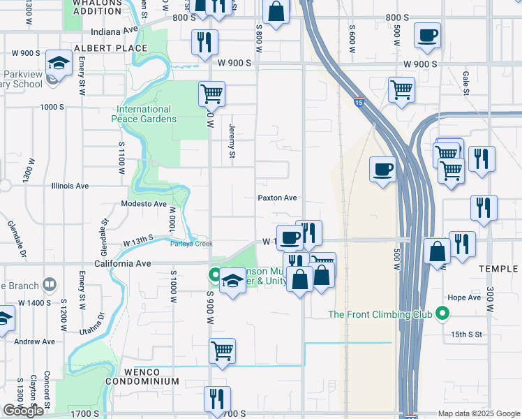 map of restaurants, bars, coffee shops, grocery stores, and more near 1191 South 800 West in Salt Lake City