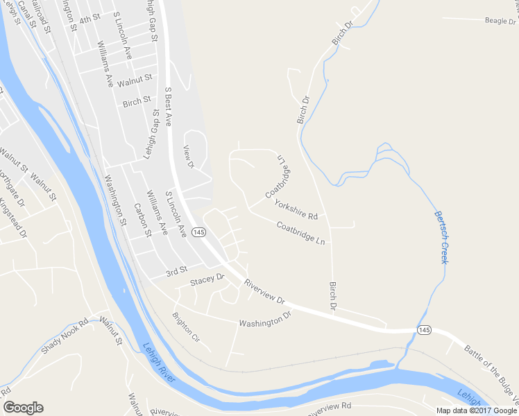 map of restaurants, bars, coffee shops, grocery stores, and more near 4965 Coatbridge Lane in Walnutport