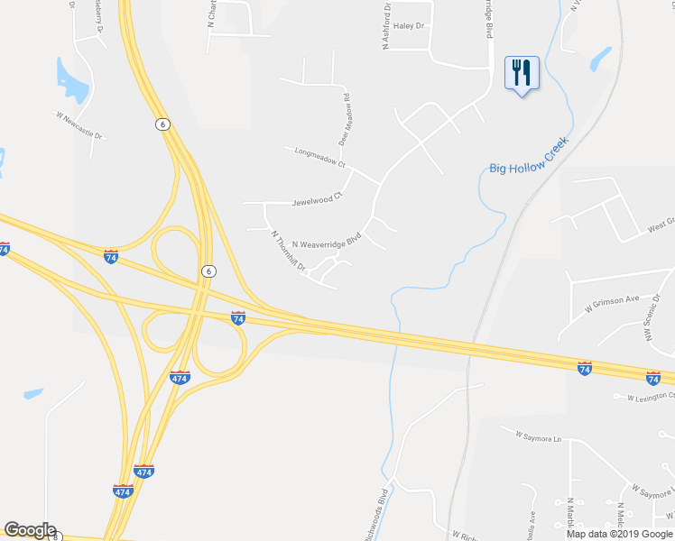 map of restaurants, bars, coffee shops, grocery stores, and more near 4540 Tallgrass Lane in Peoria