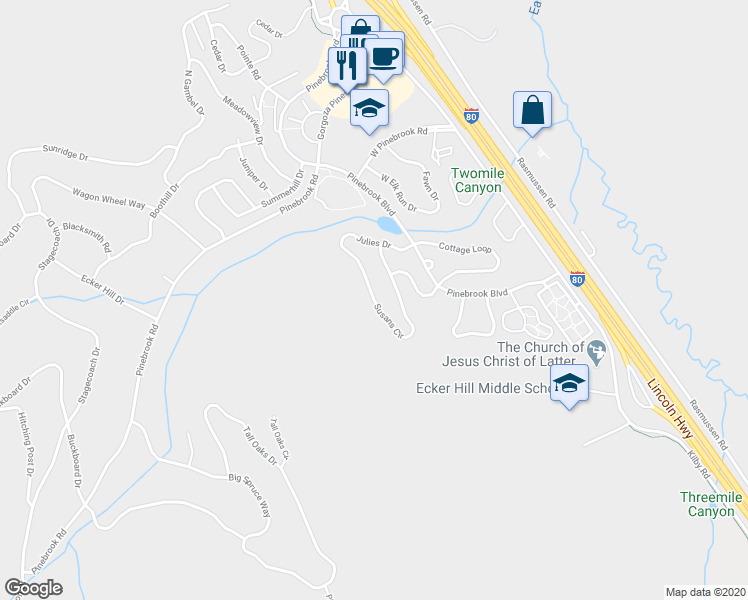 map of restaurants, bars, coffee shops, grocery stores, and more near 7609 Susans Circle in Park City
