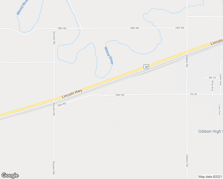 map of restaurants, bars, coffee shops, grocery stores, and more near 45670 70th Road in Gibbon