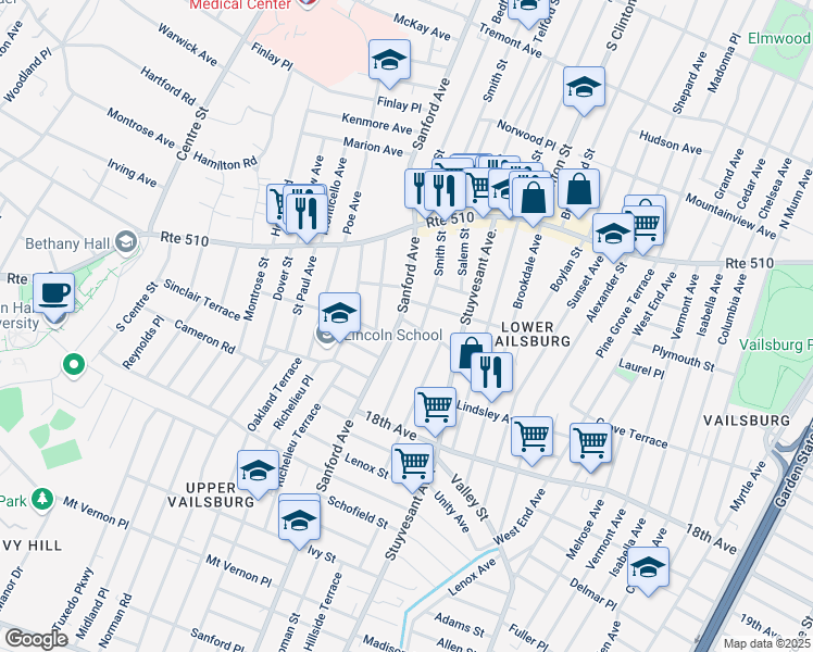 map of restaurants, bars, coffee shops, grocery stores, and more near in Newark