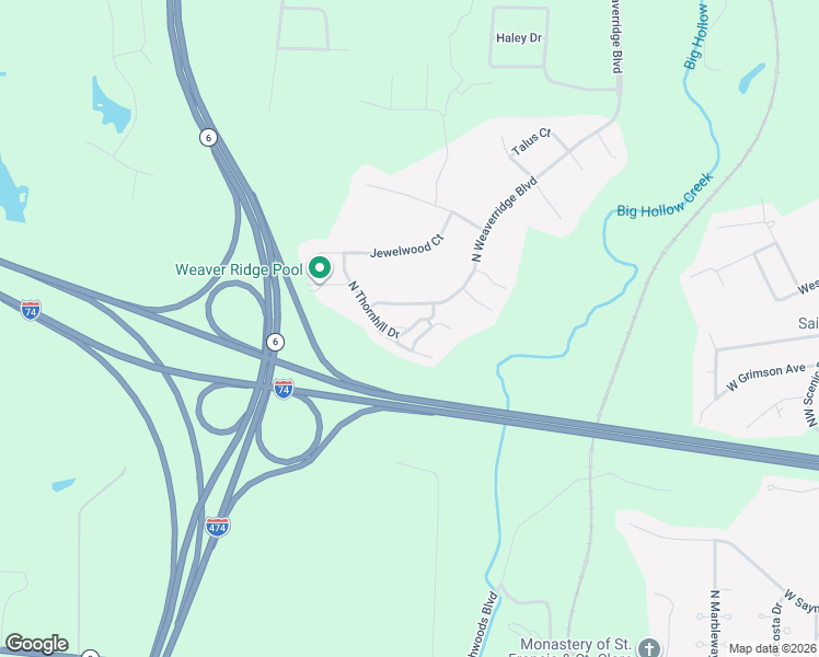 map of restaurants, bars, coffee shops, grocery stores, and more near 4555 North Thornhill Drive in Peoria