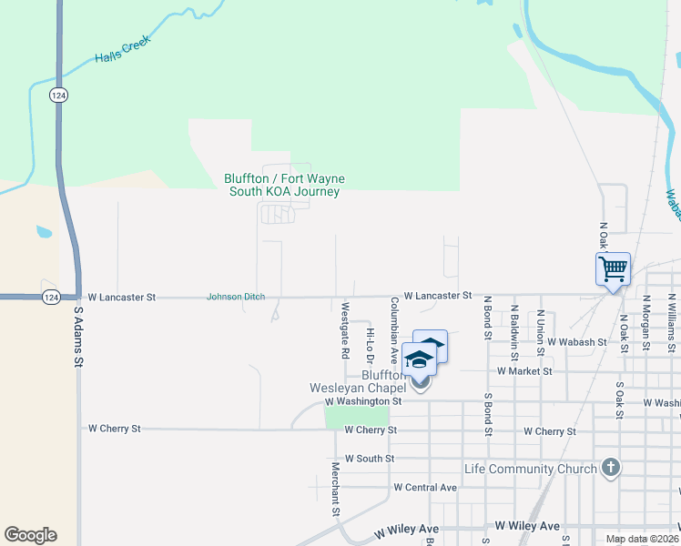 map of restaurants, bars, coffee shops, grocery stores, and more near 415 Meadow Lane in Bluffton