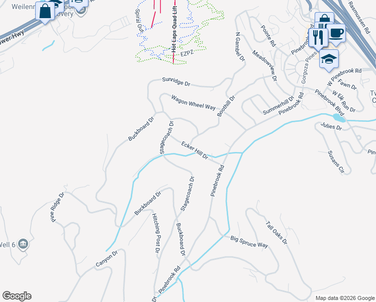 map of restaurants, bars, coffee shops, grocery stores, and more near 3743 Ecker Hill Drive in Park City