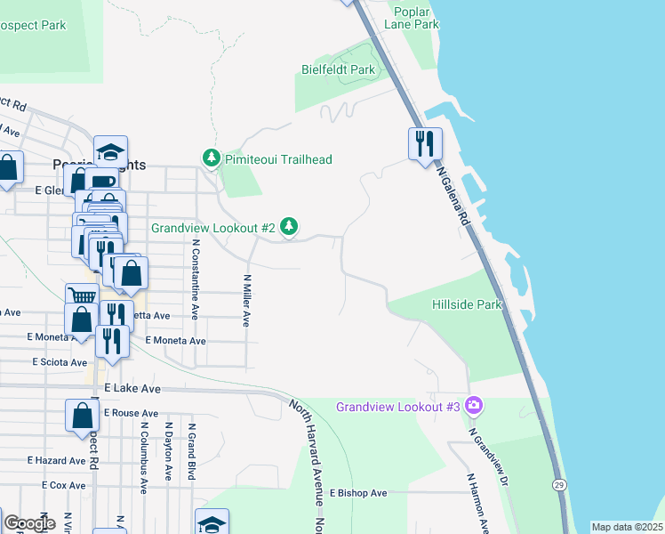 map of restaurants, bars, coffee shops, grocery stores, and more near 4701 North Grandview Drive in Peoria Heights