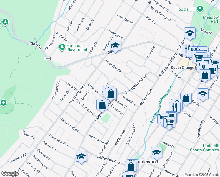 map of restaurants, bars, coffee shops, grocery stores, and more near 332 Lenox Avenue in South Orange