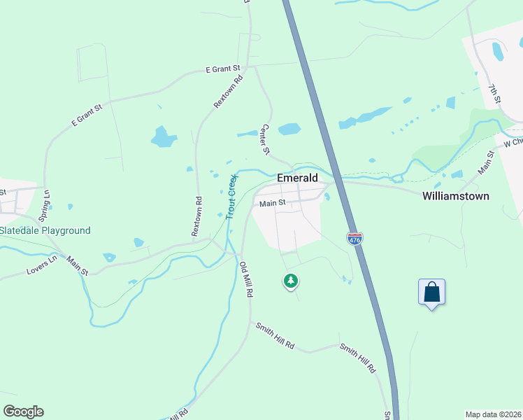 map of restaurants, bars, coffee shops, grocery stores, and more near 3504 Main Street in Slatington