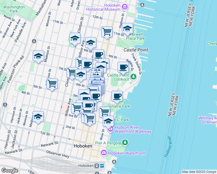 map of restaurants, bars, coffee shops, grocery stores, and more near 531 County Road 679 in Hoboken