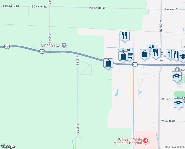 map of restaurants, bars, coffee shops, grocery stores, and more near 541 South Western Heights Loop in Monticello