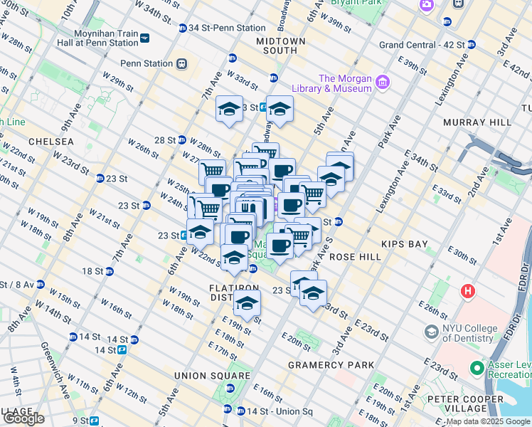 map of restaurants, bars, coffee shops, grocery stores, and more near in New York