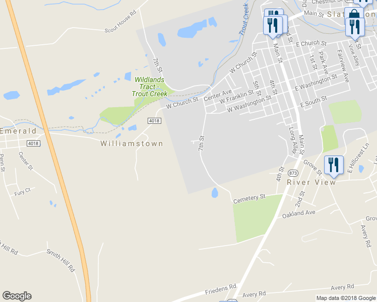 map of restaurants, bars, coffee shops, grocery stores, and more near 3006 Beddall Street in Slatington