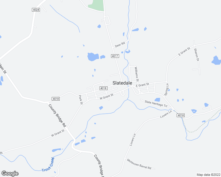 map of restaurants, bars, coffee shops, grocery stores, and more near 4033 Main Street in Slatedale