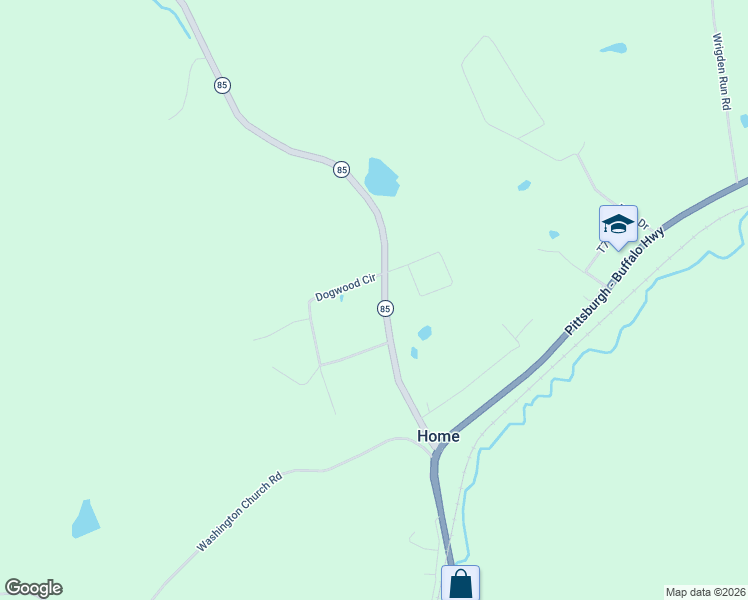 map of restaurants, bars, coffee shops, grocery stores, and more near 327 Pennsylvania 85 in Home