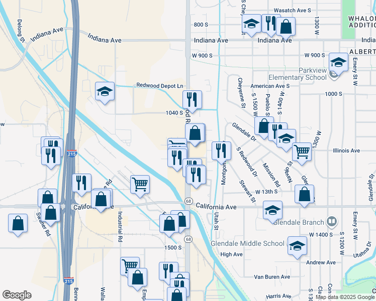 map of restaurants, bars, coffee shops, grocery stores, and more near in Salt Lake City