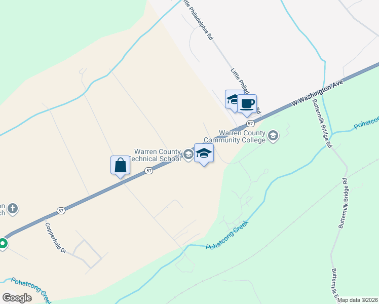 map of restaurants, bars, coffee shops, grocery stores, and more near 1500 New Jersey 57 in Washington