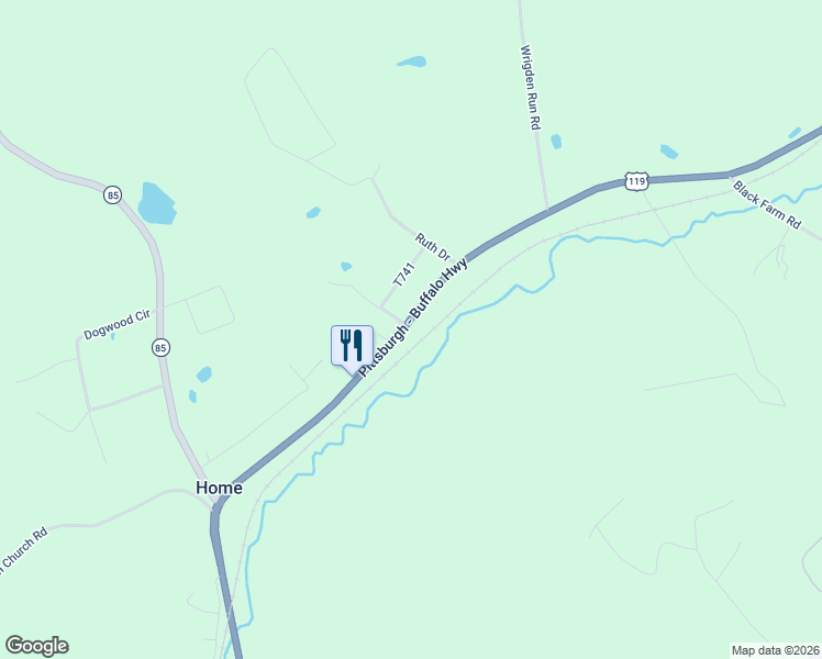 map of restaurants, bars, coffee shops, grocery stores, and more near 6122 U.S. 119 in Marion Center