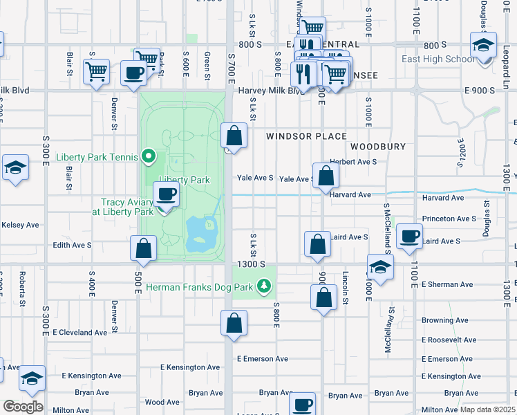 map of restaurants, bars, coffee shops, grocery stores, and more near 1124 Lake Street in Salt Lake City