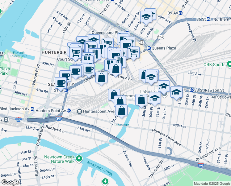 map of restaurants, bars, coffee shops, grocery stores, and more near in New York