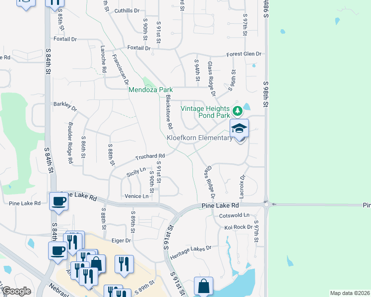 map of restaurants, bars, coffee shops, grocery stores, and more near 6549 Blackstone Road in Lincoln