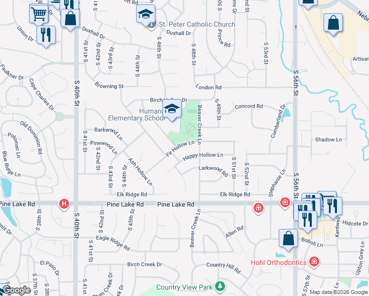 map of restaurants, bars, coffee shops, grocery stores, and more near 4719 Fir Hollow Ln in Lincoln