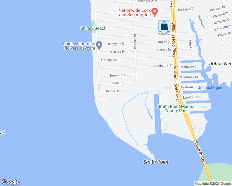 map of restaurants, bars, coffee shops, grocery stores, and more near 24 Peters Drive in Shirley