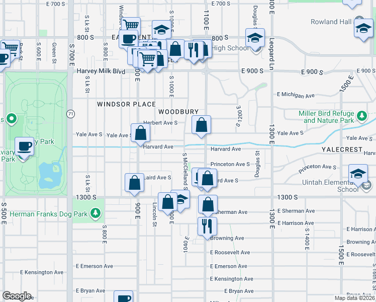 map of restaurants, bars, coffee shops, grocery stores, and more near in 