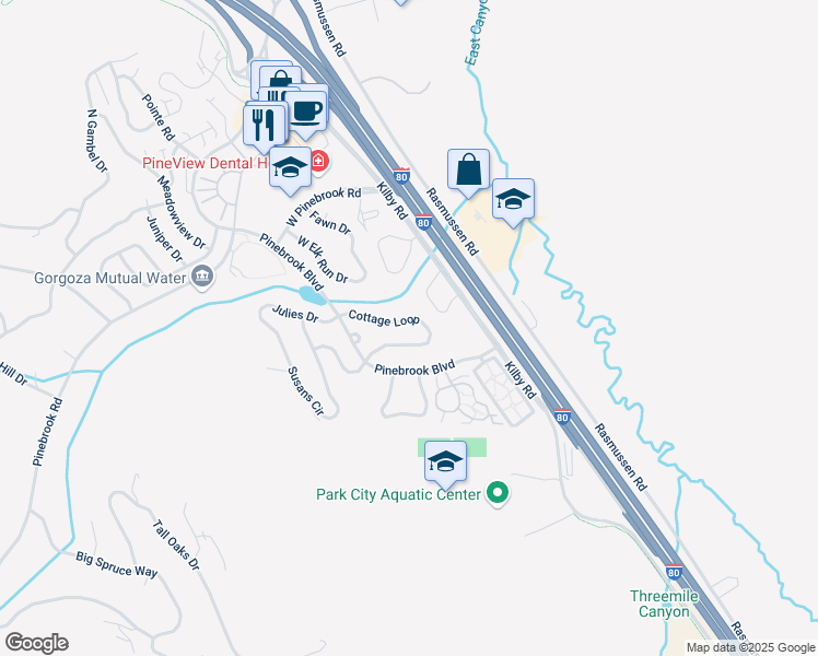 map of restaurants, bars, coffee shops, grocery stores, and more near 2669 Cottage Loop in Park City