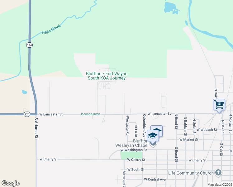map of restaurants, bars, coffee shops, grocery stores, and more near 95 Memory Lane in Bluffton