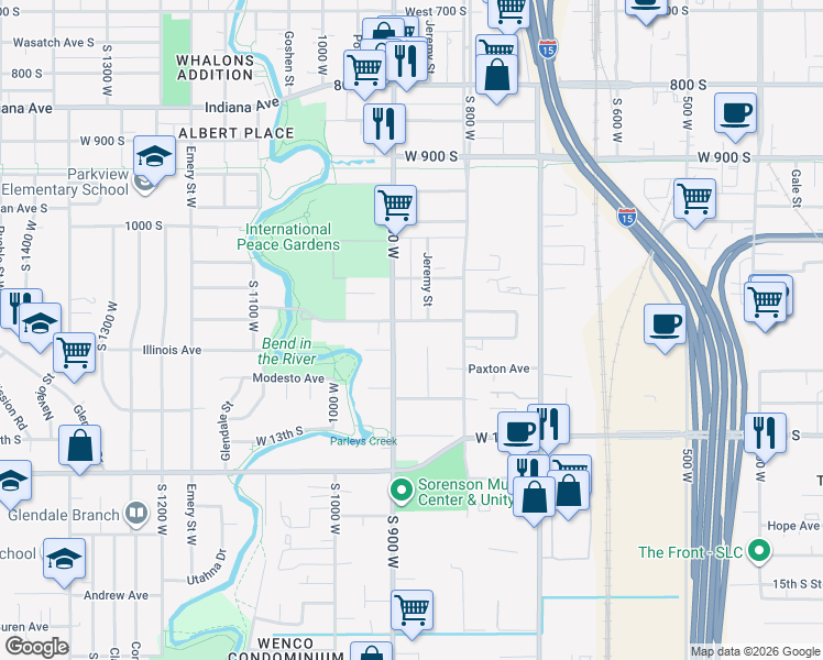 map of restaurants, bars, coffee shops, grocery stores, and more near 863 Fremont Avenue in Salt Lake City