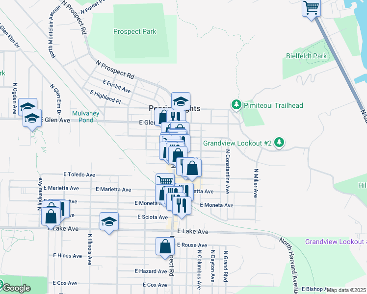map of restaurants, bars, coffee shops, grocery stores, and more near 1323 East Duryea Avenue in Peoria Heights