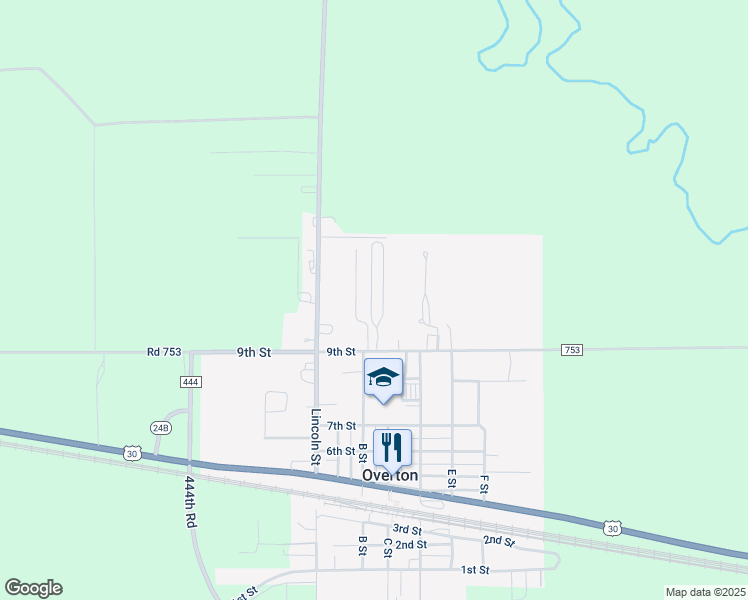 map of restaurants, bars, coffee shops, grocery stores, and more near 27 Area Trailer Park in Overton