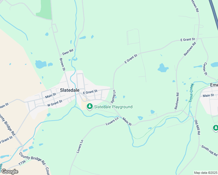 map of restaurants, bars, coffee shops, grocery stores, and more near 3877 East Grant Street in Slatington