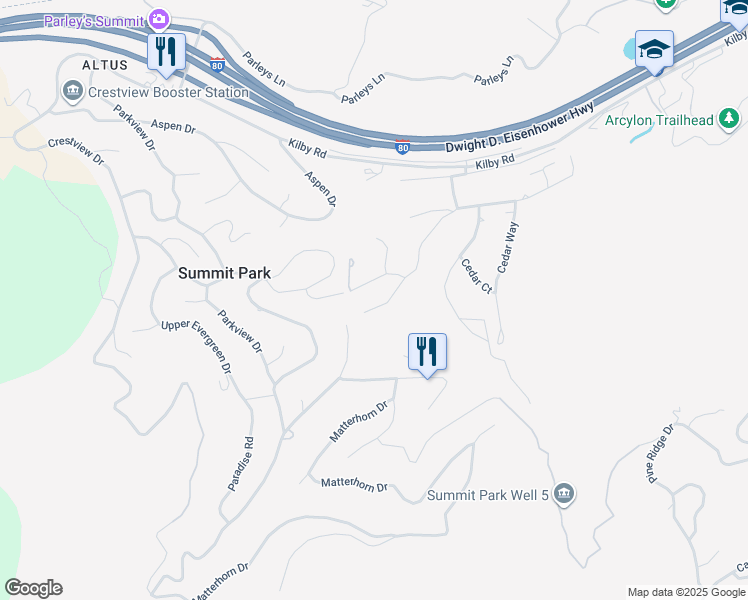 map of restaurants, bars, coffee shops, grocery stores, and more near 4933 Ponderosa Court in Park City