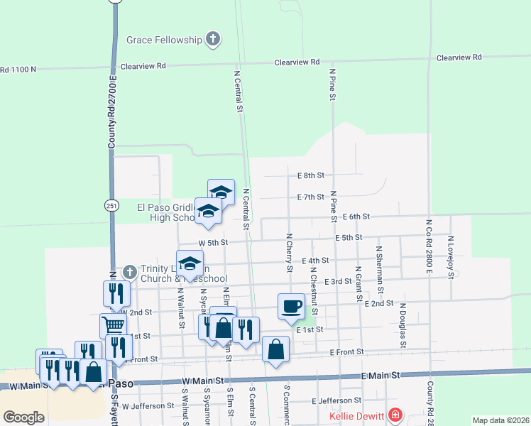 map of restaurants, bars, coffee shops, grocery stores, and more near 11 East 6th Street in El Paso